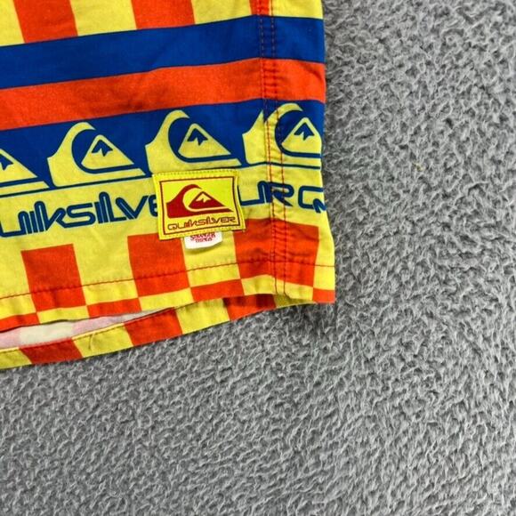Quiksilver Shorts Men's Medium Orange Yellow Stranger Things Surfer Pizza Logo - Picture 2 of 9